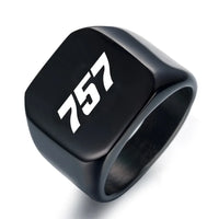 Thumbnail for Boeing 757 Flat Text aviation ring in stainless steel.