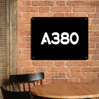 Thumbnail for Airbus A380 Flat Text aviation design on durable metal with painted finish metal sign.