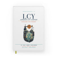 Thumbnail for London City Airport (LCY) design on white notebook
