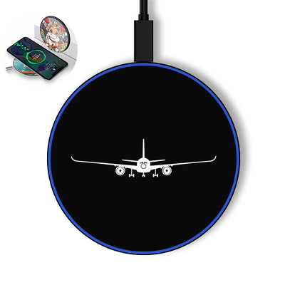 Airbus A350 Silhouette aviation design on durable build wireless charger.