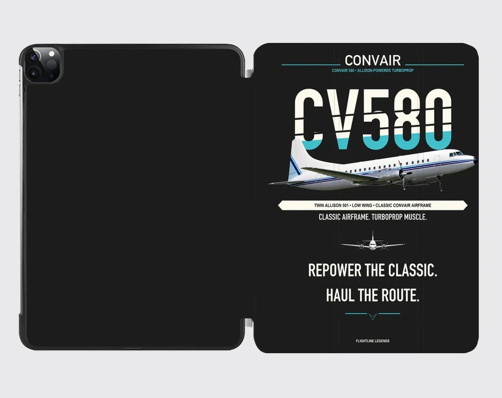 Convair 580 design on black ipad tablet case