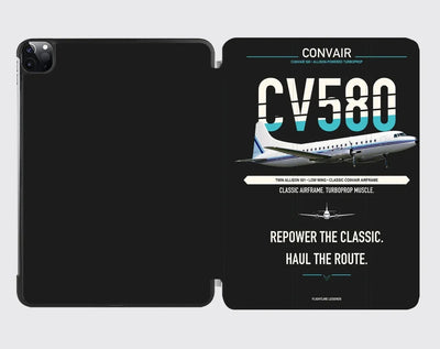 Convair 580 design on black ipad tablet case