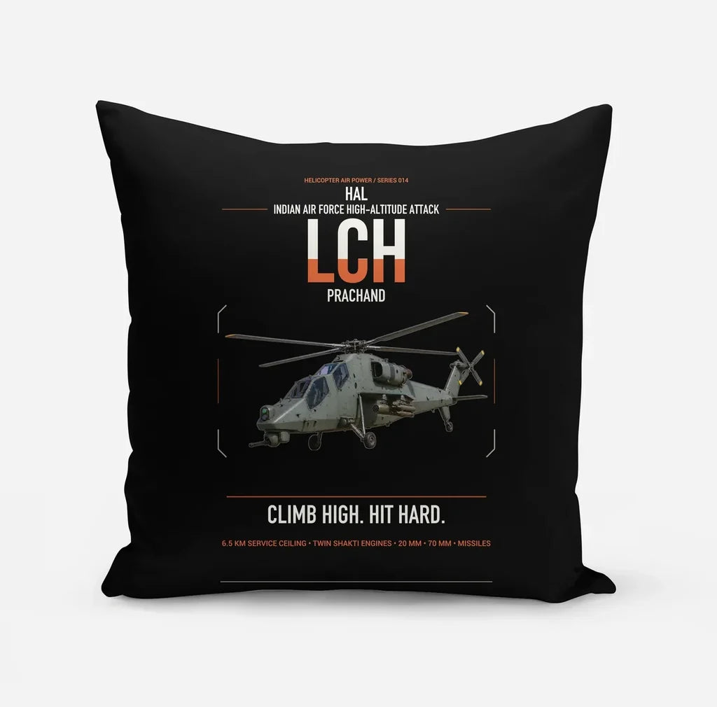 HAL LCH Prachand design on black pillow