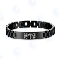 Thumbnail for Rule 1 - Pilot is Always Correct aviation chain bracelet, stainless steel body with engraved detail.