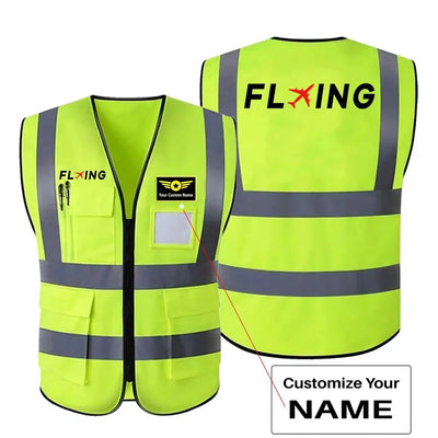 Flying aviation design printed on high-visibility reflective fabric reflective vest.