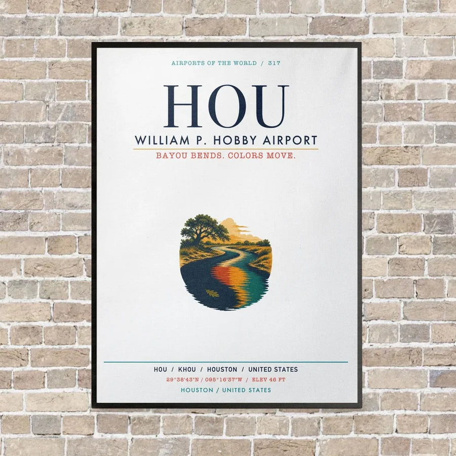 William P. Hobby Airport HOU vertical canvas print - framed - white background