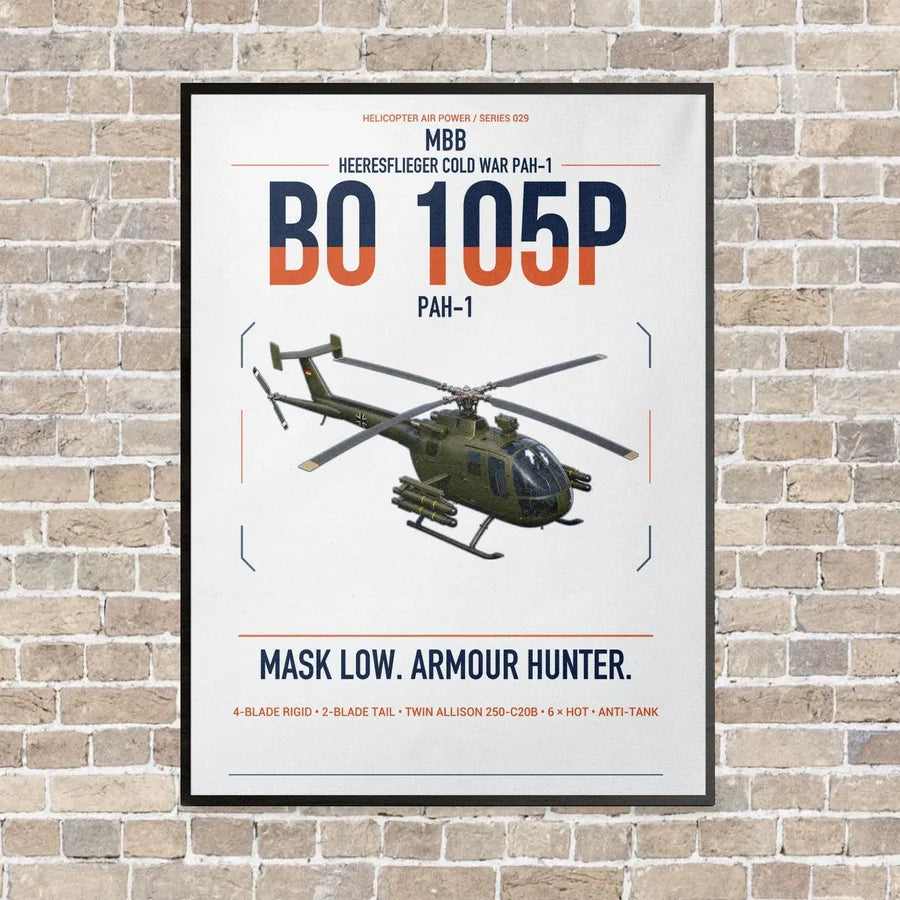 MBB BO 105P PAH-1 vertical canvas print - framed - white background