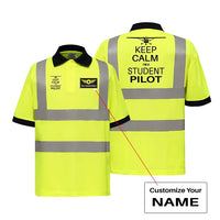 Thumbnail for Student Pilot aviation design printed on soft cotton reflective polo shirt.