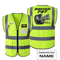 Thumbnail for Boeing 747 & GENX Engine aviation design printed on high-visibility reflective fabric reflective vest.