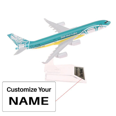 Side view of Caribbean Airlines Airbus A340 Airplane Model (16CM) aviation 16-18cm scale model aircraft in diecast metal.