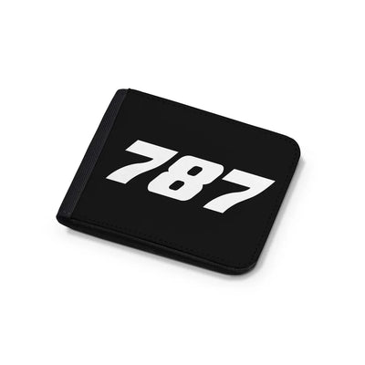 Boeing 787 Flat Text aviation print wallet, leather.
