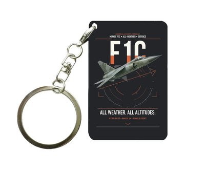 Dassault Mirage F1C design on black designed key chain, double-side print