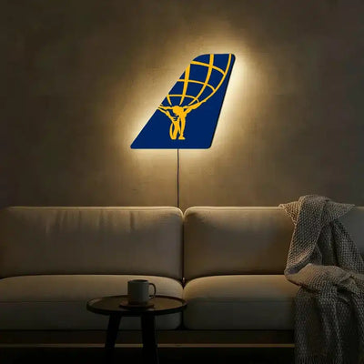 Atlas Air aviation design on durable metal with LED aircraft tail wall art.