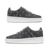Thumbnail for Nice Airplanes (Gray) aviation design on breathable mesh upper low-top sport sneakers.