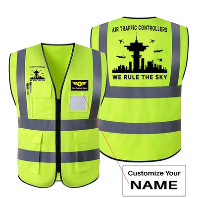 Air Traffic Controllers - We Rule The Sky aviation design printed on high-visibility reflective fabric reflective vest.