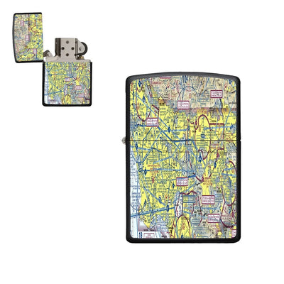 VFR Chart aviation metal lighter in premium metal alloy.