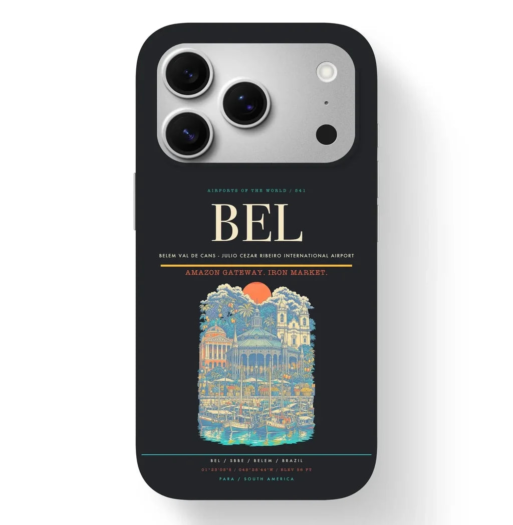 Belem Airport (BEL) design on black iPhone 17 Pro MagSafe case