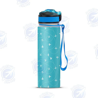 Travel The World By Plane Sports aviation design on sport kettle, insulated bottle with sport spout.