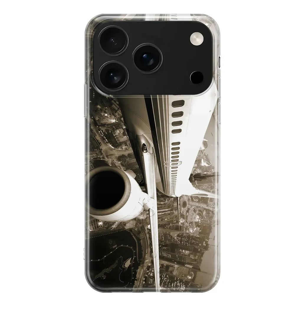 Departing Aircraft & City Scene iPhone Case