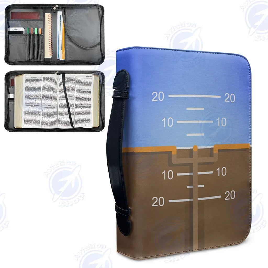 Gyro Horizon aviation print PU accessories bag, PU faux leather.