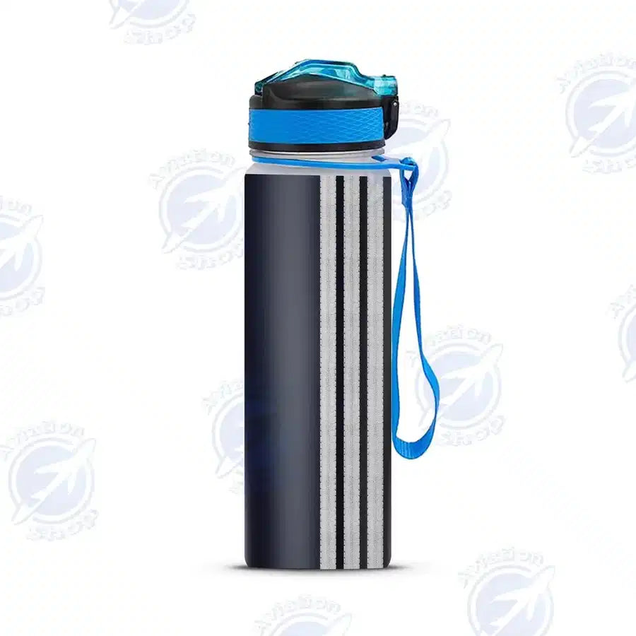 Special Silver Pilot Epaulettes 3 Lines Sports aviation design on sport kettle, insulated bottle with sport spout.