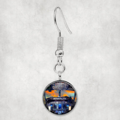Amazing Boeing 737 Cockpit aviation earrings, hypoallergenic alloy body with engraved detail.
