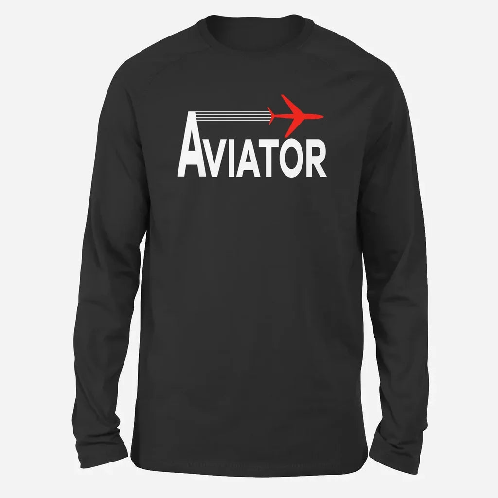 Aviator Long-Sleeve aviation design printed on soft cotton long-sleeve T-shirt.