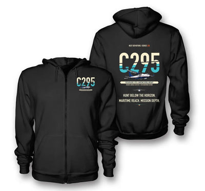 Airbus C295 MPA-ASW design on black zipped hoodie