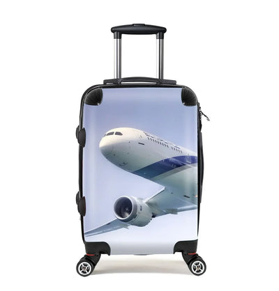 Close up to Israel Airways (El-al) Boeing 787 Cabin Size aviation print luggage, durable shell.