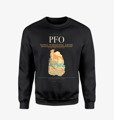 Paphos International Airport (PFO) design on black sweatshirt