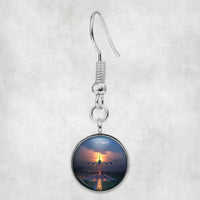 Thumbnail for Super Airbus A380 Landing During Sunset aviation-themed earrings, polished hypoallergenic alloy.