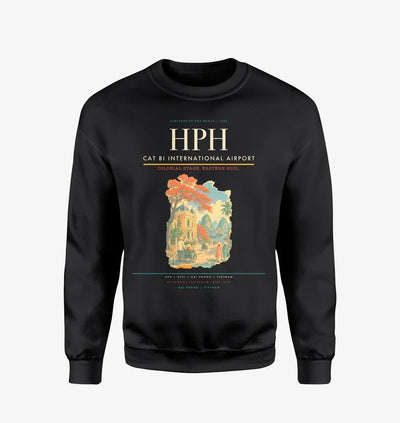 Cat Bi International Airport (HPH) design on black sweatshirt