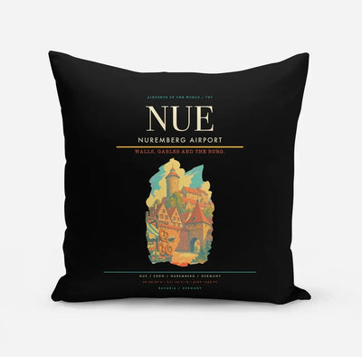 Nuremberg Airport (NUE) design on black pillow