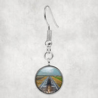 Thumbnail for Amazing Mountain View & Runway aviation earrings, hypoallergenic alloy body with engraved detail.