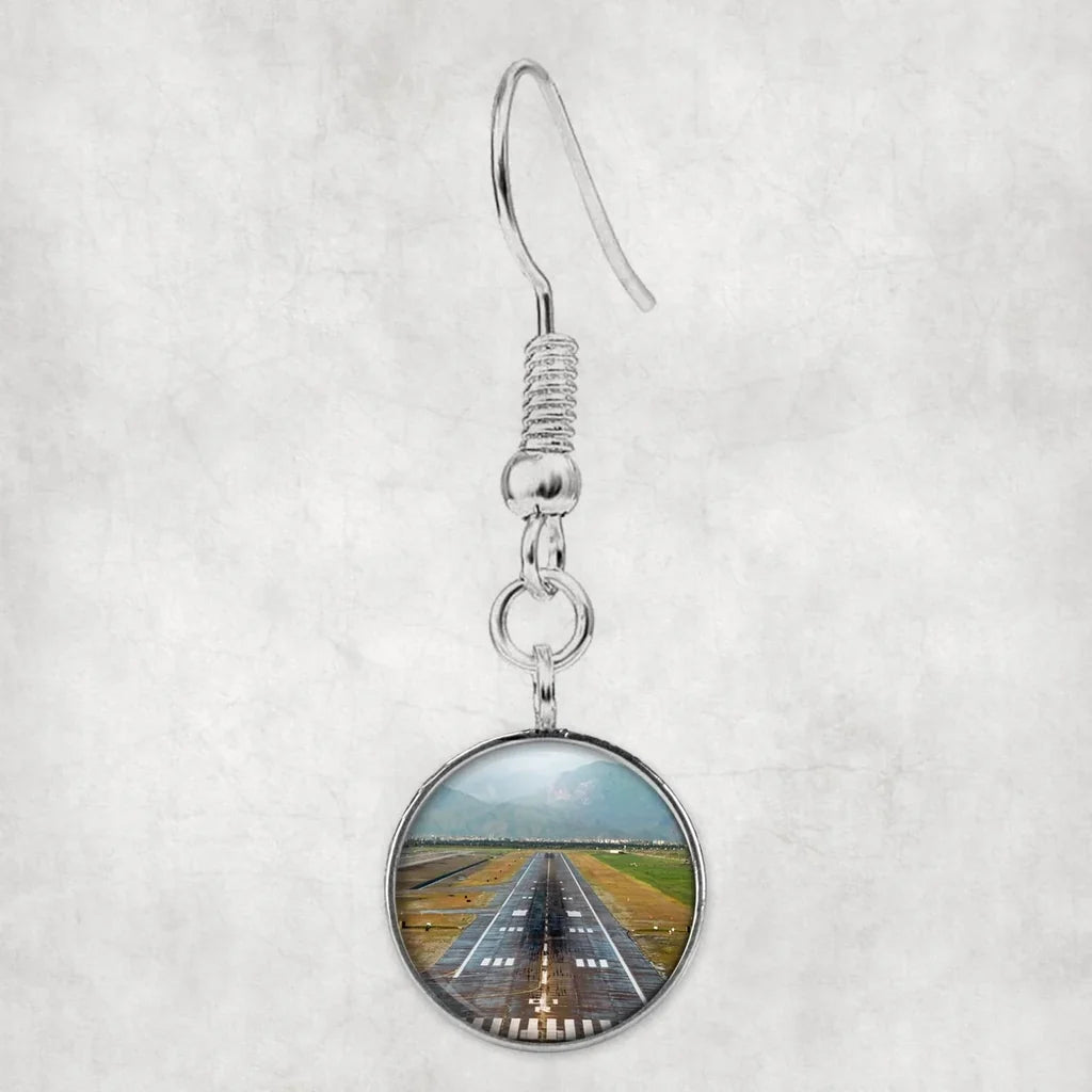 Amazing Mountain View & Runway aviation earrings, hypoallergenic alloy body with engraved detail.
