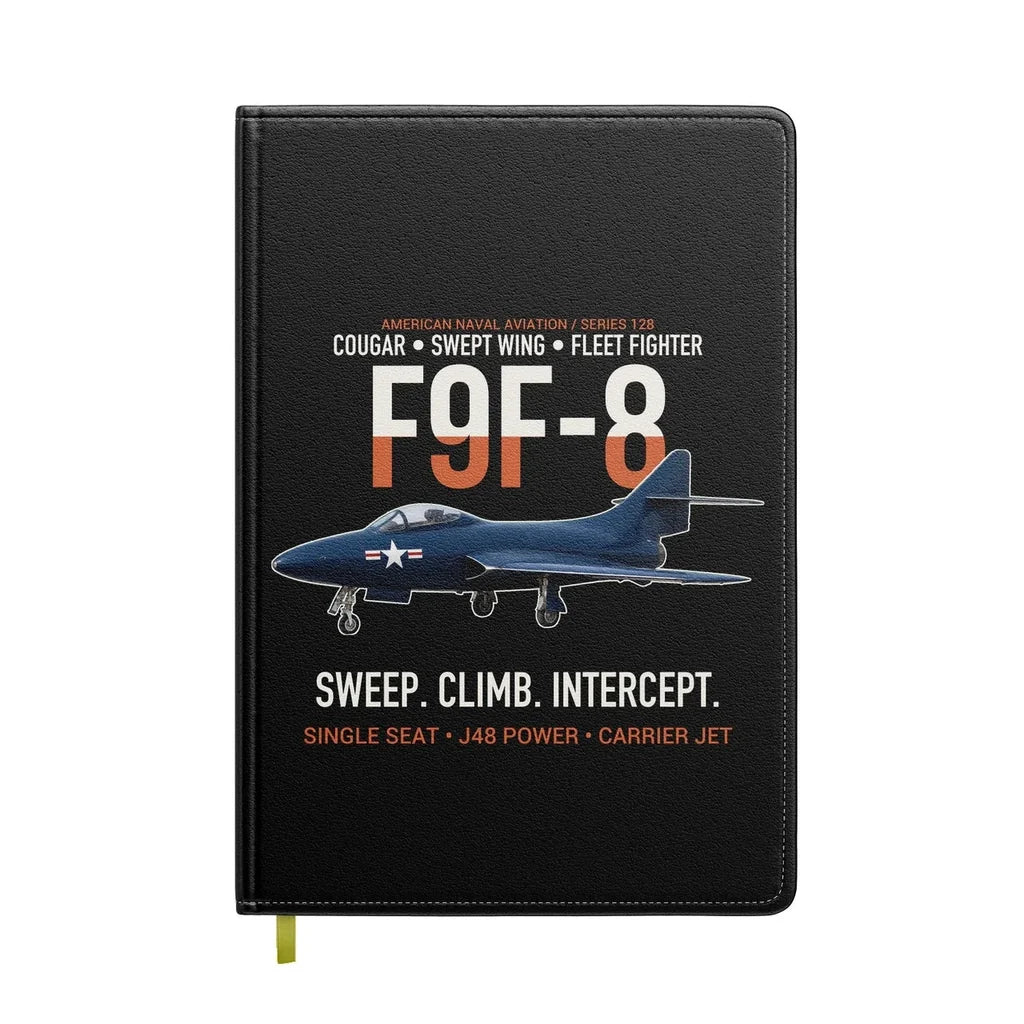 F9F-8 Cougar Swept Wing Carrier Fighter design on black notebook