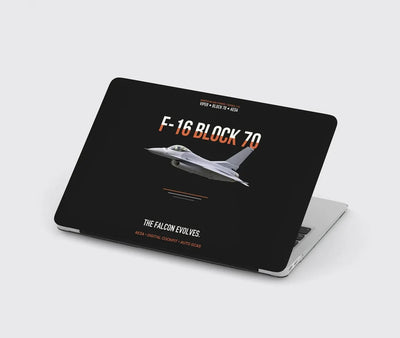 F-16 Block 70 The Falcon Evolves design on black MacBook case