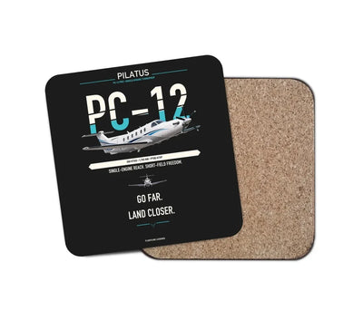 Pilatus PC-12 PRO design on black 1 piece coaster