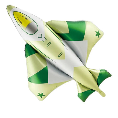 Camouflage Fighter Jet Shaped Aluminum Foil aviation themed airplane balloon in durable latex.