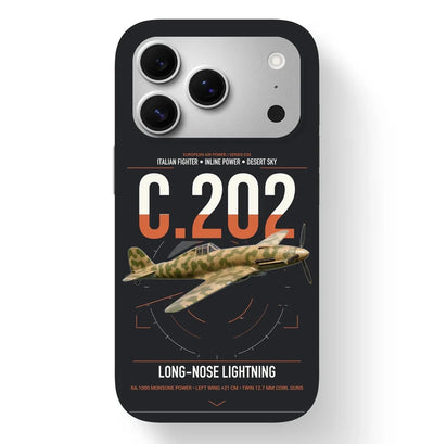 Macchi C.202 Folgore design on black magsafe iphone case, for iPhone 17 Pro