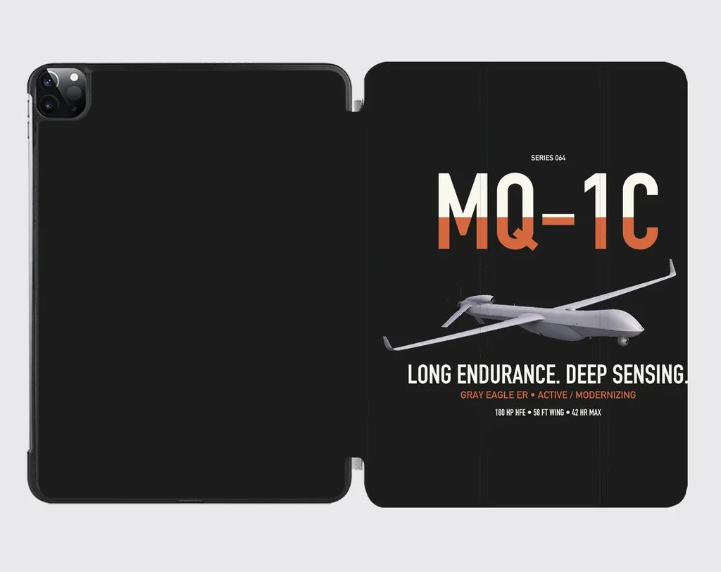 MQ-1C Gray Eagle ER design on black ipad tablet case