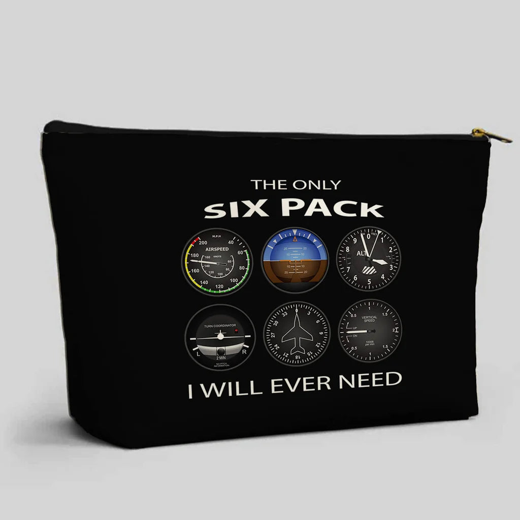 The Only Six Pack I Will Ever Need aviation zipper pouch in durable polyester.