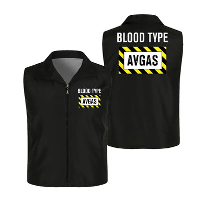 Blood Type AVGAS Thin Style aviation design printed on lightweight shell with sleeveless design thin vest.