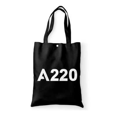 Airbus A220 Flat Text aviation design tote bag, canvas construction.