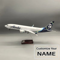 Thumbnail for Side view of Alaska Airlines Boeing 737 MAX Airplane Model (1/85 Scale 47cm) aviation LED model airplane in diecast metal wit.