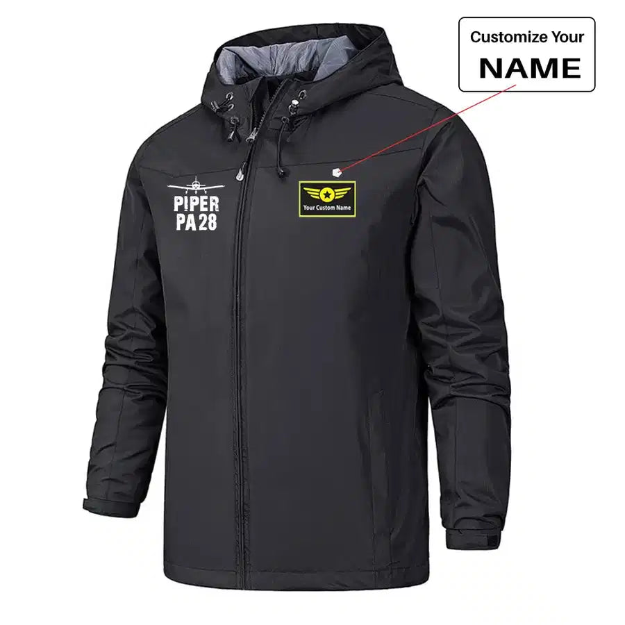 Piper PA28 & Plane Rain Jackets & Windbreakers aviation design printed on waterproof shell with sealed seams small-logo rain.