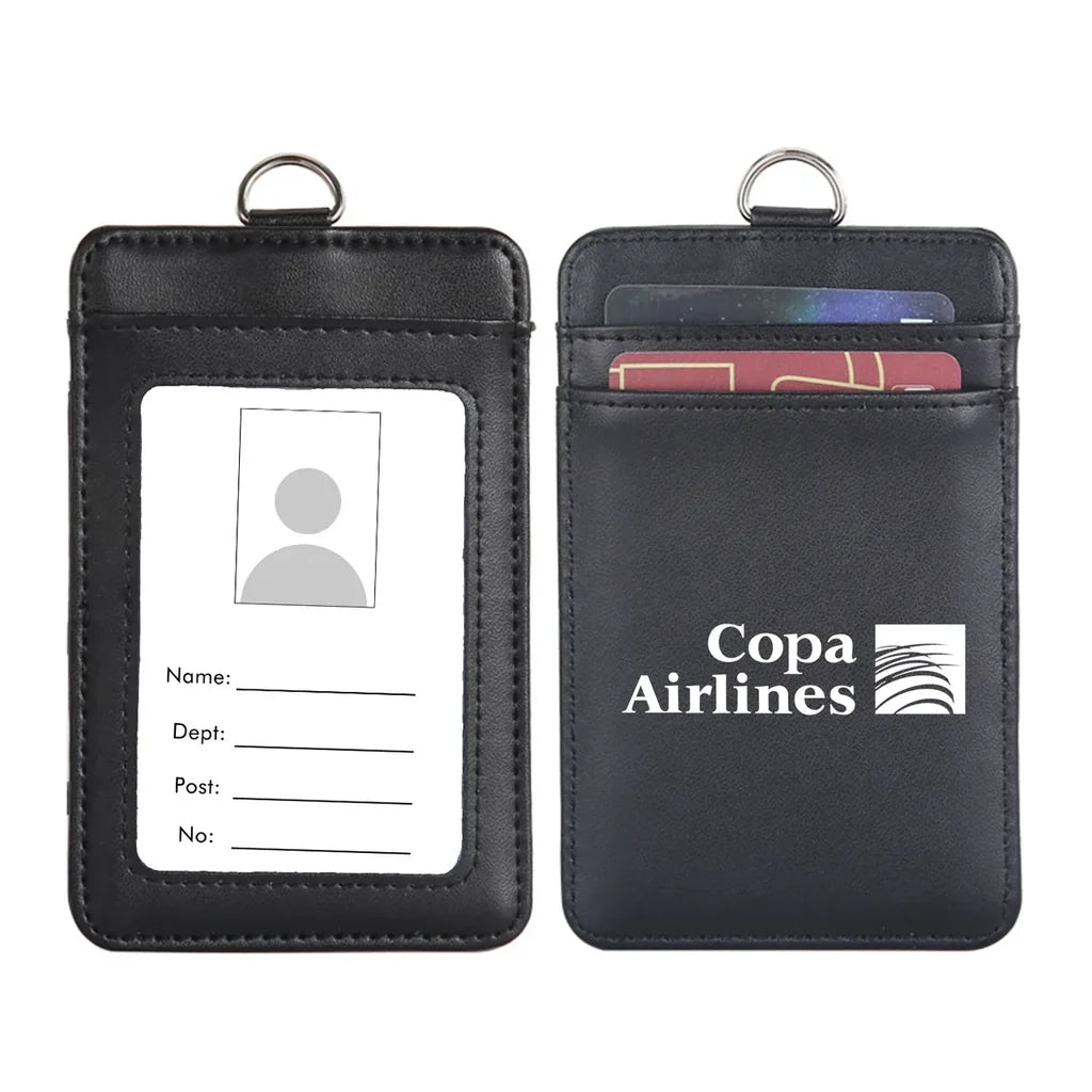 Copa Airlines aviation print ID card holder, faux leather.