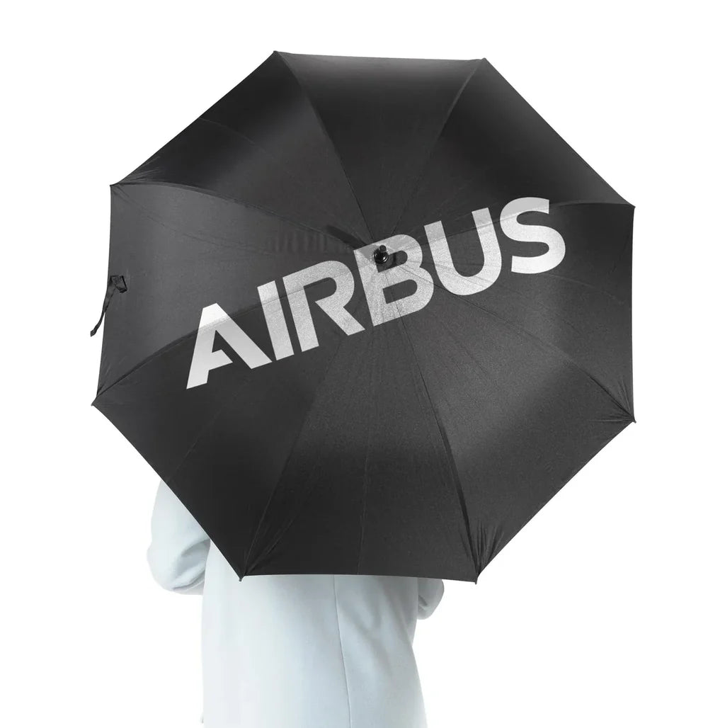 Airbus & Text aviation design on windproof polyester umbrella.