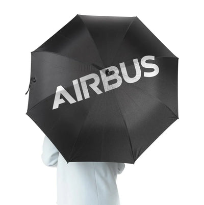 Airbus & Text aviation design on windproof polyester umbrella.