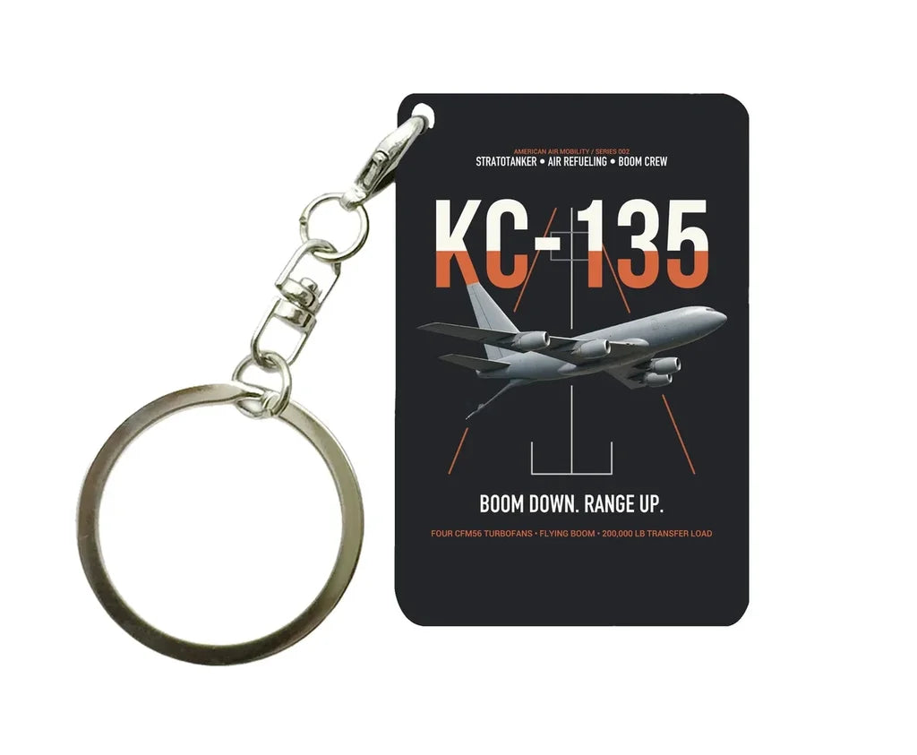 KC-135 STRATOTANKER design on black designed key chain, double-side print